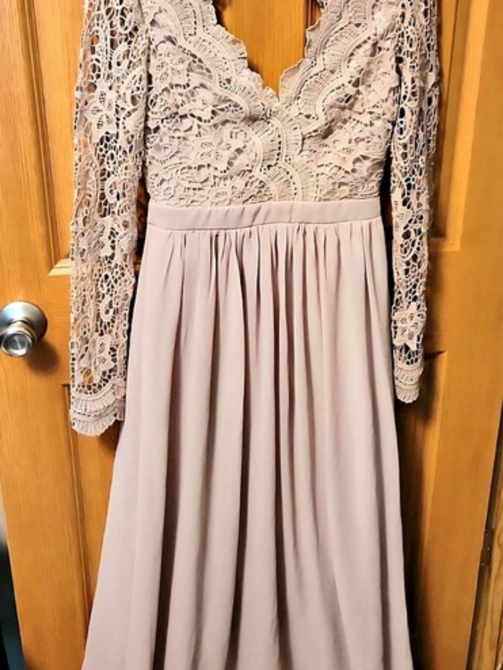 maniju Mediano Lace Maxi Dress in beige Size Medium Like New